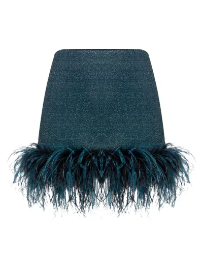 Oseree Lumière Plumage Mini Skirt In Blue