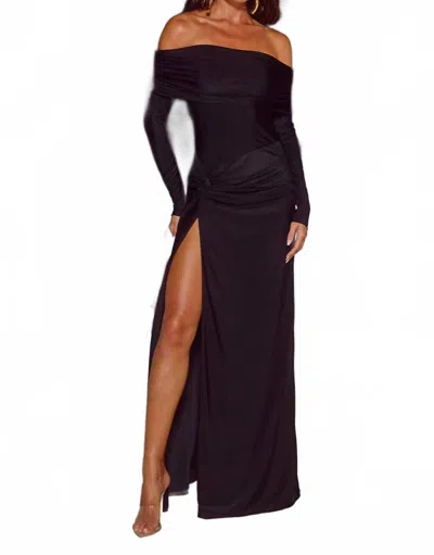 Runaway The Label Abbie Off The Shoulder Dress In Black In Blue