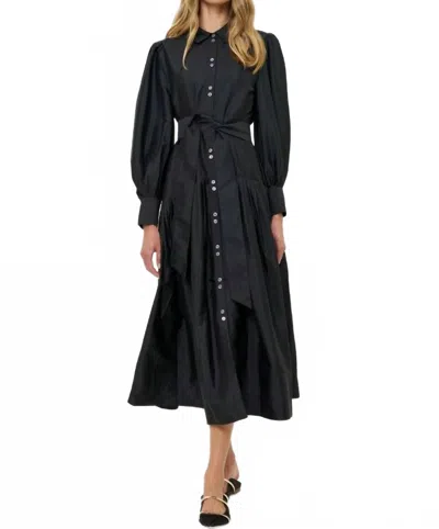 Oliphant Nora Midi Dress In Hepburn Midnight In Black