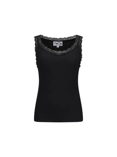 T.w.i.n. That’s What I Need Women's Lace Tank Top In Black In Black