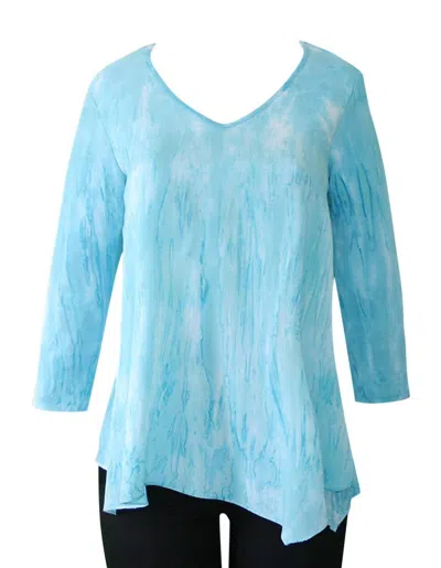 Impulse California Women's Hand Dyed Chiffon Overlay Top In Aqua In Blue