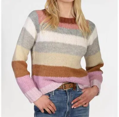 Dylan Taylor Striped Sweater In Multi Grey, Pink, Lavender, Chestnut In Multi