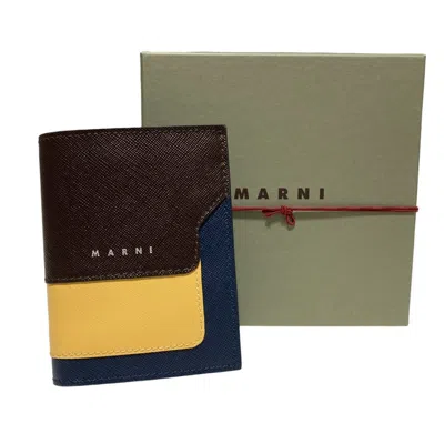 Marni Saffiano Leather Billfold Wallet In Brown