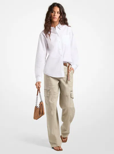 Michael Kors Poplin Shirt Long Sleeves Tailored Collar In White