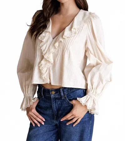 Storia Adhara Ruffle V-neck Blouse In Cream In White