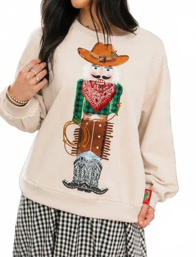 Queen Of Sparkles Women's Cowboy Nutcracker Sweatshirt In Beige In Neutral