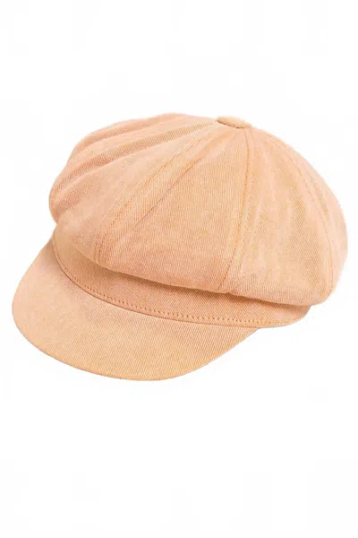 Pol Women's Newsboy Cap In Vintage Washed In Orange
