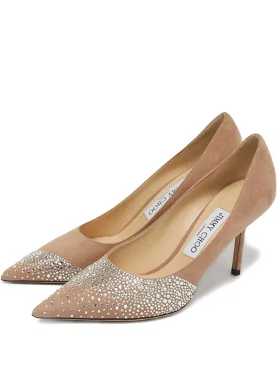 Pre-owned Jimmy Choo Love Crystal-embellished Court Shoes In Neutral