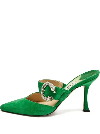 Pre-owned Jimmy Choo Marta Heeled Mules In Green