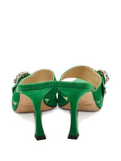 Pre-owned Jimmy Choo Marta Heeled Mules In Green
