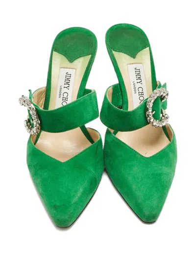 Pre-owned Jimmy Choo Marta Heeled Mules In Green