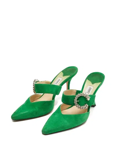 Pre-owned Jimmy Choo Marta Heeled Mules In Green