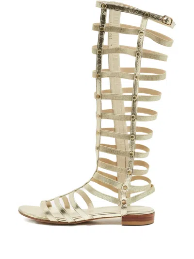 Pre-owned Stuart Weitzman Gladiator Flat Sandal In Gold