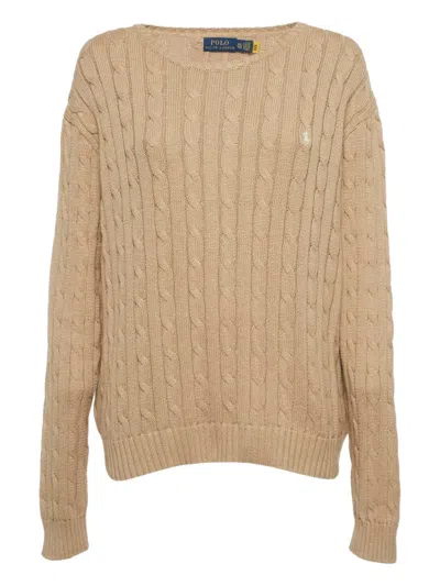 Pre-owned Polo Ralph Lauren Cable-knit Sweater In Neutral