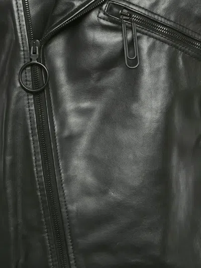 Pre-owned Off-white Arrow-motif Leather Jacket In Black
