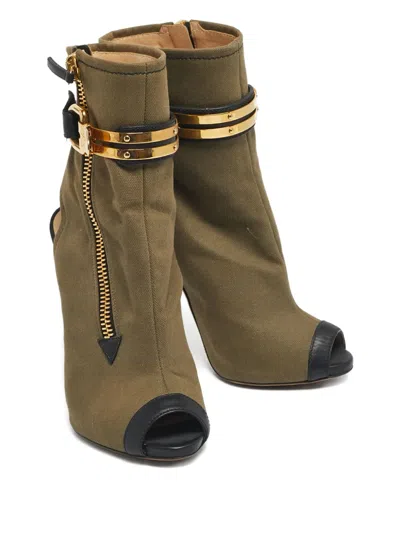 Pre-owned Giuseppe Zanotti Vintage Roxie Peep-toe Cut-out Ankle Boots In Green