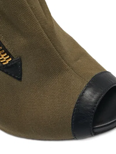 Pre-owned Giuseppe Zanotti Vintage Roxie Peep-toe Cut-out Ankle Boots In Green