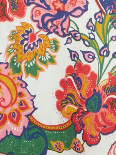 Pre-owned Zimmermann Ruffled Printed Midi Dress In White