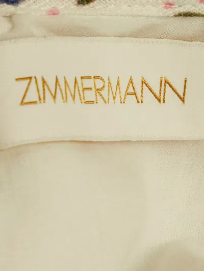 Pre-owned Zimmermann Ruffled Printed Midi Dress In White