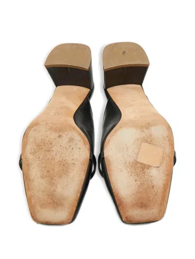 Pre-owned Malone Souliers Square-toe Leather Mules In Black