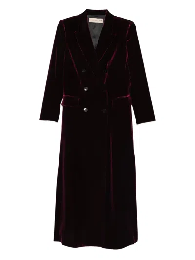 Blanca Vita Double-breasted Coat In Burgundy