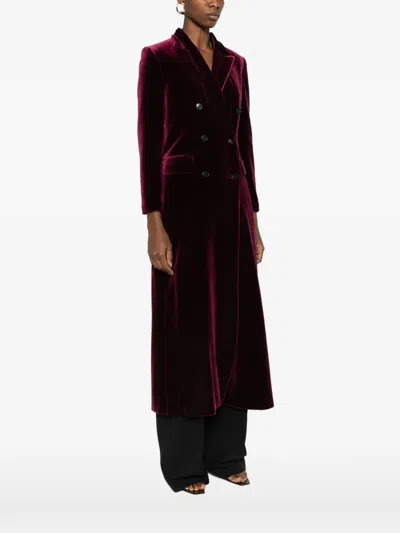 Blanca Vita Double-breasted Coat In Burgundy