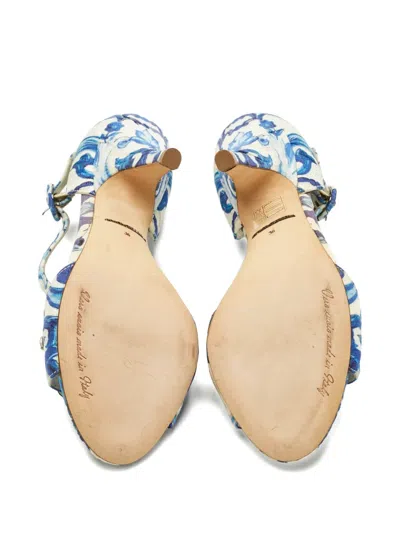 Pre-owned Dolce & Gabbana Brocade Crystal Sandals In White