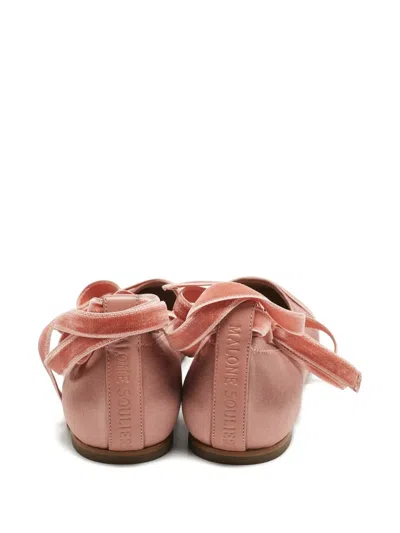 Pre-owned Malone Souliers Satin Velvet Ballet Flats In Pink