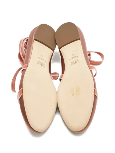 Pre-owned Malone Souliers Satin Velvet Ballet Flats In Pink