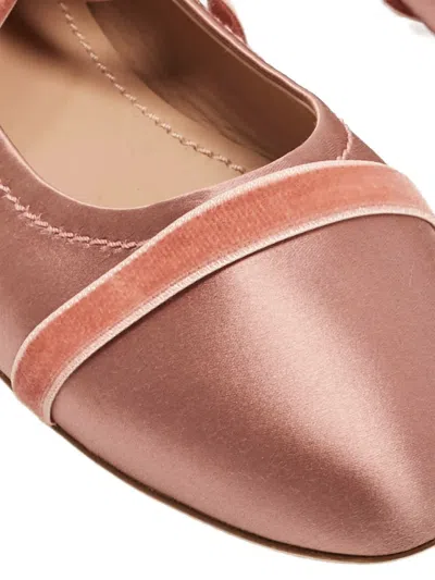 Pre-owned Malone Souliers Satin Velvet Ballet Flats In Pink