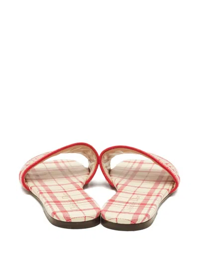 Pre-owned Dior Canvas Embroidered Slides In Red