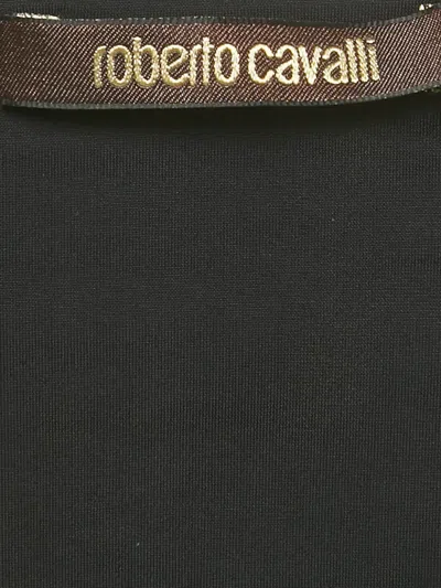 Pre-owned Roberto Cavalli Lace-detail Printed Top In Black