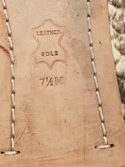 Pre-owned Tory Burch Minnie Python-embossed Ballets Flats In Neutral