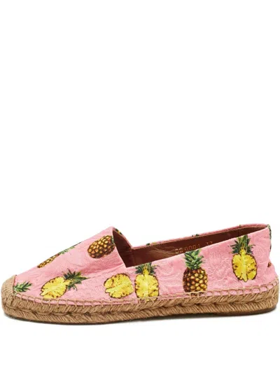 Pre-owned Dolce & Gabbana Pineapple-motif Espadrilles In Pink