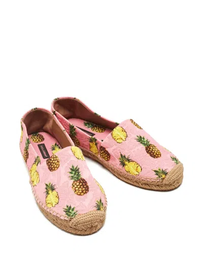 Pre-owned Dolce & Gabbana Pineapple-motif Espadrilles In Pink
