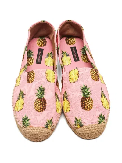 Pre-owned Dolce & Gabbana Pineapple-motif Espadrilles In Pink