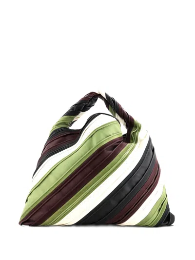 Pre-owned Bottega Veneta Hop Striped Leather And Suede Large Hobo Bag In Multi