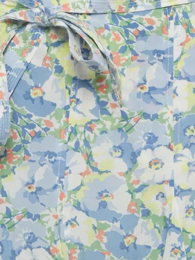 Pre-owned Polo Ralph Lauren Vintage Mini Floral Wrap Skirt In Blue