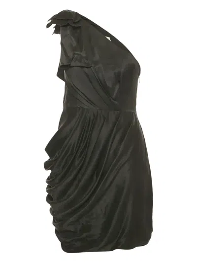 Pre-owned Zimmermann Asymmetric Bow Mini Dress In Black