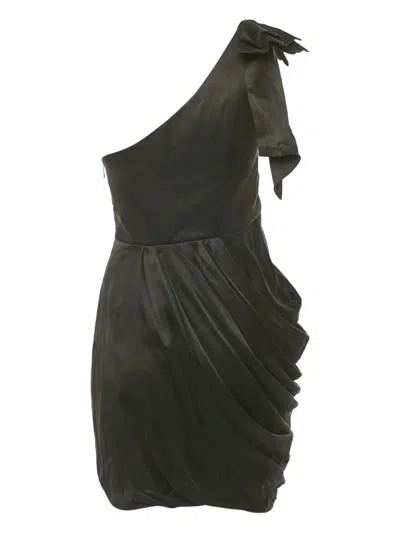 Pre-owned Zimmermann Asymmetric Bow Mini Dress In Black