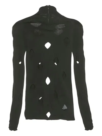 Pre-owned Prada Cut-out Mock-neck Sweater In Black