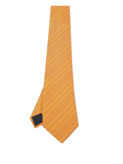 Pre-owned Hermes Patterned Silk Tie In Yellow