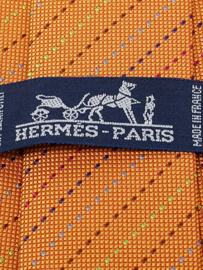 Pre-owned Hermes Patterned Silk Tie In Yellow