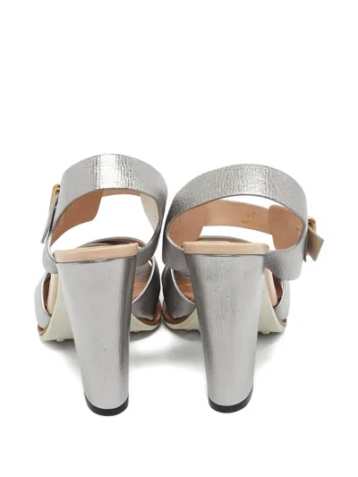 Pre-owned Tod's Ankle-strap Sandals In Silver