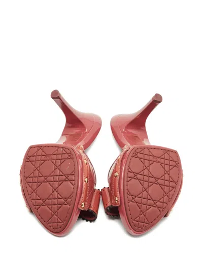 Pre-owned Dior Bow Leather Slides 9.5 In Red