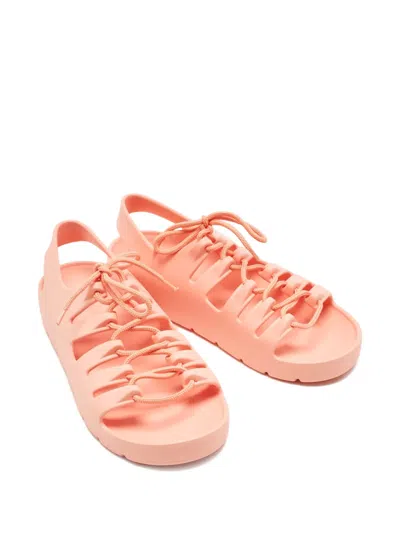 Pre-owned Bottega Veneta Lace Sandals In Orange