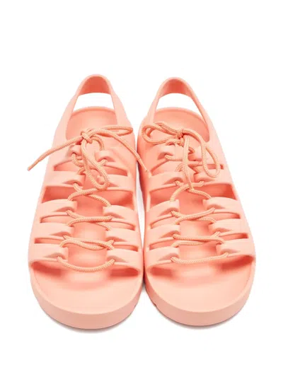 Pre-owned Bottega Veneta Lace Sandals In Orange