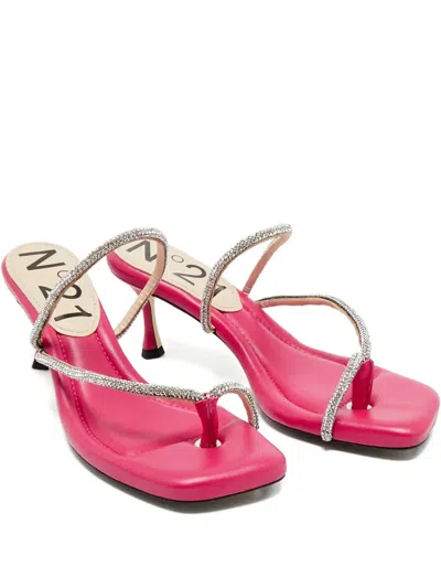 Pre-owned N°21 Leather Crystal-embellished Thong Sandal In Pink