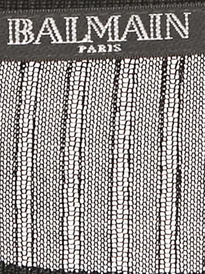 Pre-owned Balmain Rib-knit Long-sleeve Top In Black