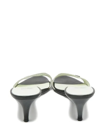 Pre-owned Ferragamo Gancini Canvas Sandals In Black